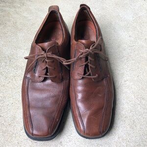Clarks Unstructured Brown Mahogany Leather Oxford Shoes, Size 13